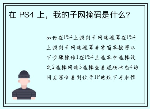 在 PS4 上，我的子网掩码是什么？